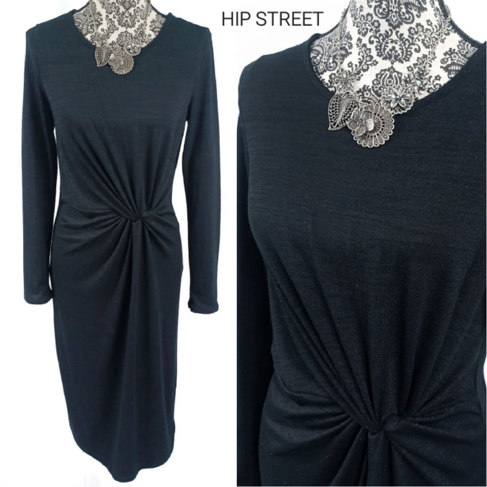 GAP Dress LS Knot Waist Knit Jersey Midi S